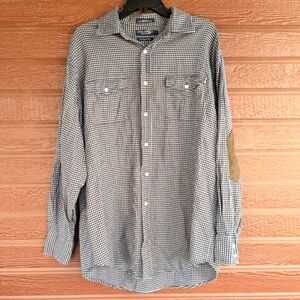 *NWOT* 🖖 Daniel Cremieux 🖖 Gingham Suede Elbow Patch Button Down Shirt